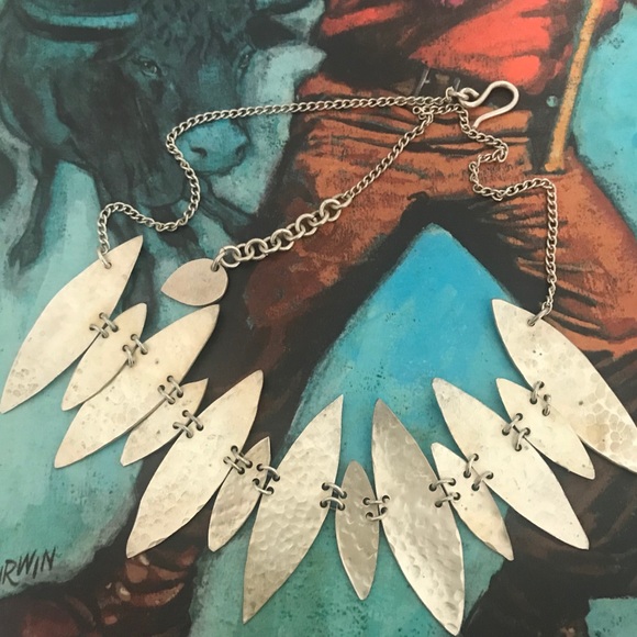 Anthropologie x MADE Flecha Silver Statement Necklace Ethical Artisan Kenya - Picture 3 of 10